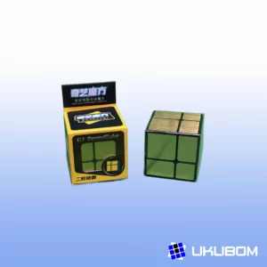 Cubo QiYi Mirror 2x2 dorado con piezas doradas de distinto tamaño